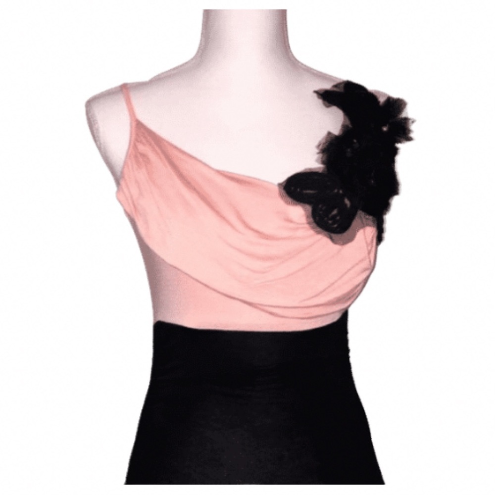 NWOT Pink & Black Rosette Embellished Dress - Picture 2 of 7